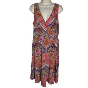 Paisley Ralph Lauren Pink and Purple Midi Dress